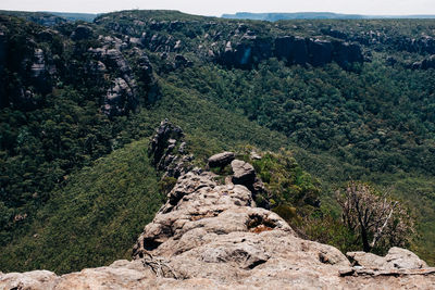 High angle view of rocks on mountain