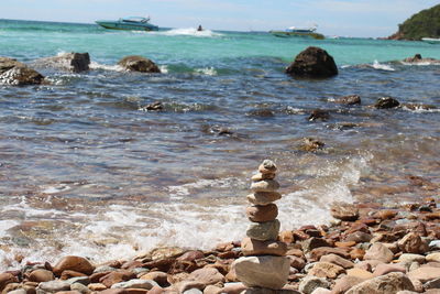 Stack of stones on beach