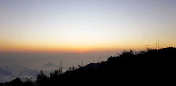 Scenic view of silhouette landscape against sky during sunset