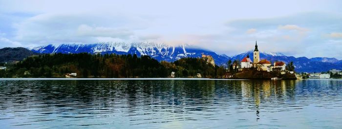 Scenic view of lake against sky