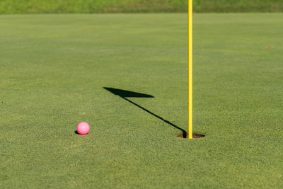 High angle view of ball on floor