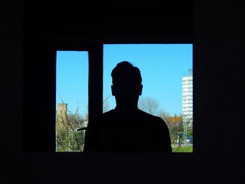 View of building through window