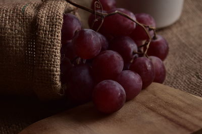 Close-up of fruits in basket on table