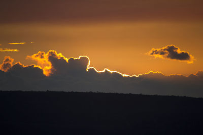 Scenic view of silhouette against sky at sunset