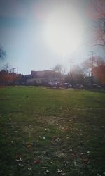Grassy field against sky
