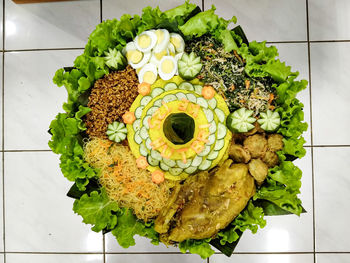 High angle view of fruit on plate