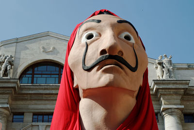 Low angle view of statue against clear sky