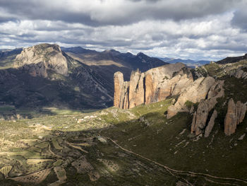 Scenic view of rocky mountains against sky