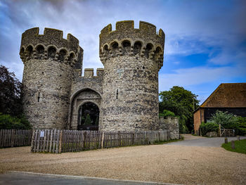 Low angle view of historic building against sky