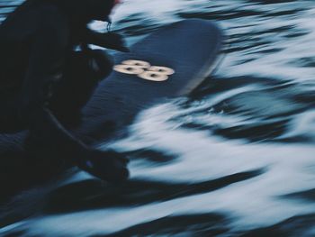 High angle view of person by sea