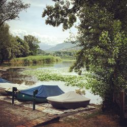 Scenic view of lake against sky