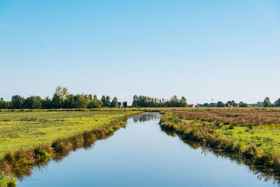 Scenic view of lake against clear sky