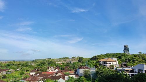 Houses in town against sky