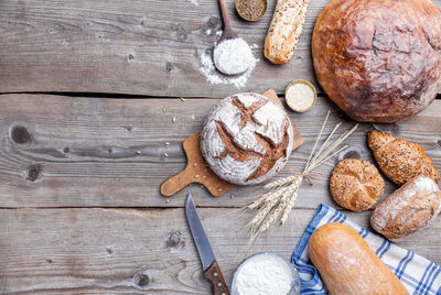 High angle view of bread on table