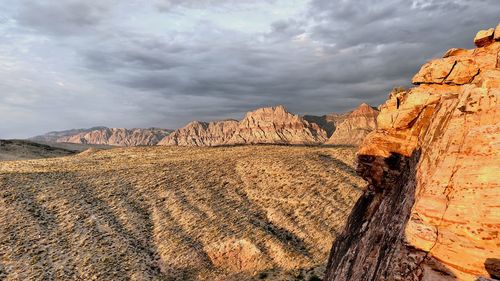 Panoramic view of rocky mountains against sky