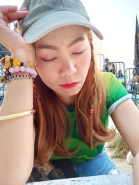 Close-up portrait of young woman