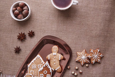 Directly above shot of cookies on table