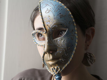 Close-up of woman with mask
