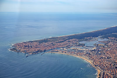 High angle view of beach against sky