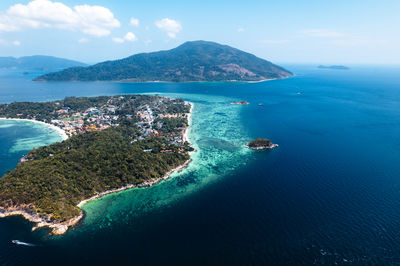 High angle view of sea against sky