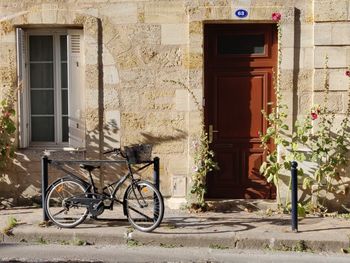 Bicycle against building