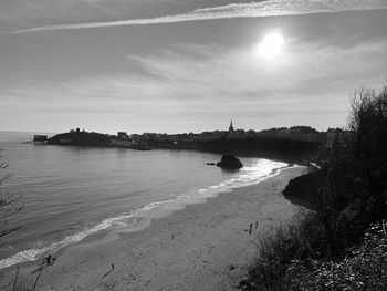 High angle view of beach against sky