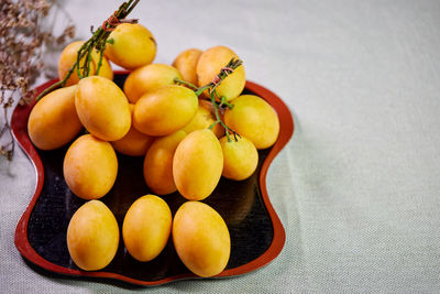 High angle view of fruits on table