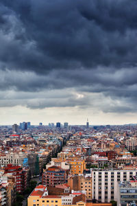 High angle view of townscape against sky