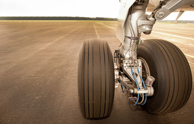 Close-up of tires of an airplane
