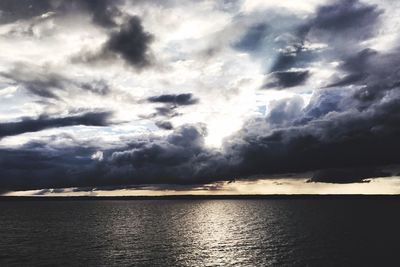 Scenic view of sea against dramatic sky