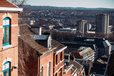 High angle view of buildings in city