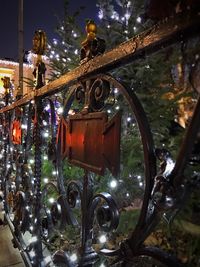 Illuminated christmas lights at night