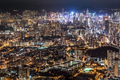 Illuminated cityscape at night