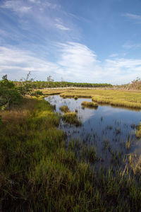 Scenic view of lake against sky