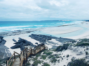 High angle view of beach against sky