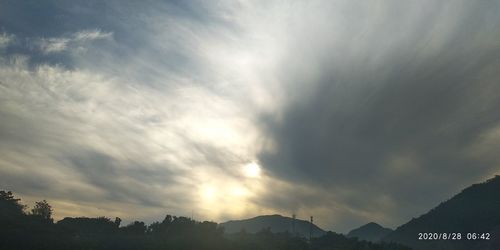 Scenic view of silhouette mountains against sky at sunset