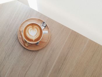 High angle view of coffee on table