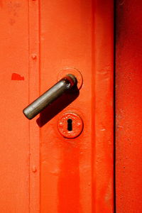 Close-up of closed red door