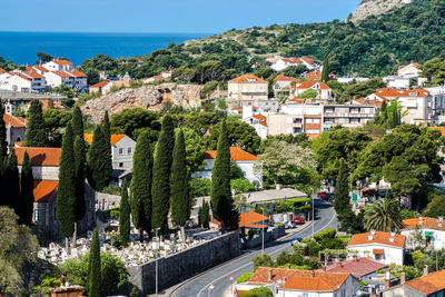 High angle shot of townscape