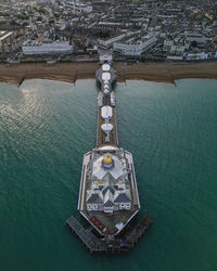 High angle view of boats in sea