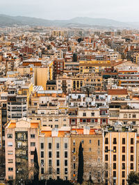 High angle view of buildings in city