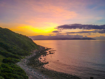 Scenic view of sea against sky at sunset