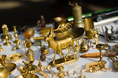 High angle view of decorations on table