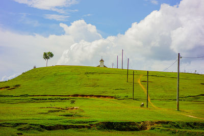 Scenic view of land against sky