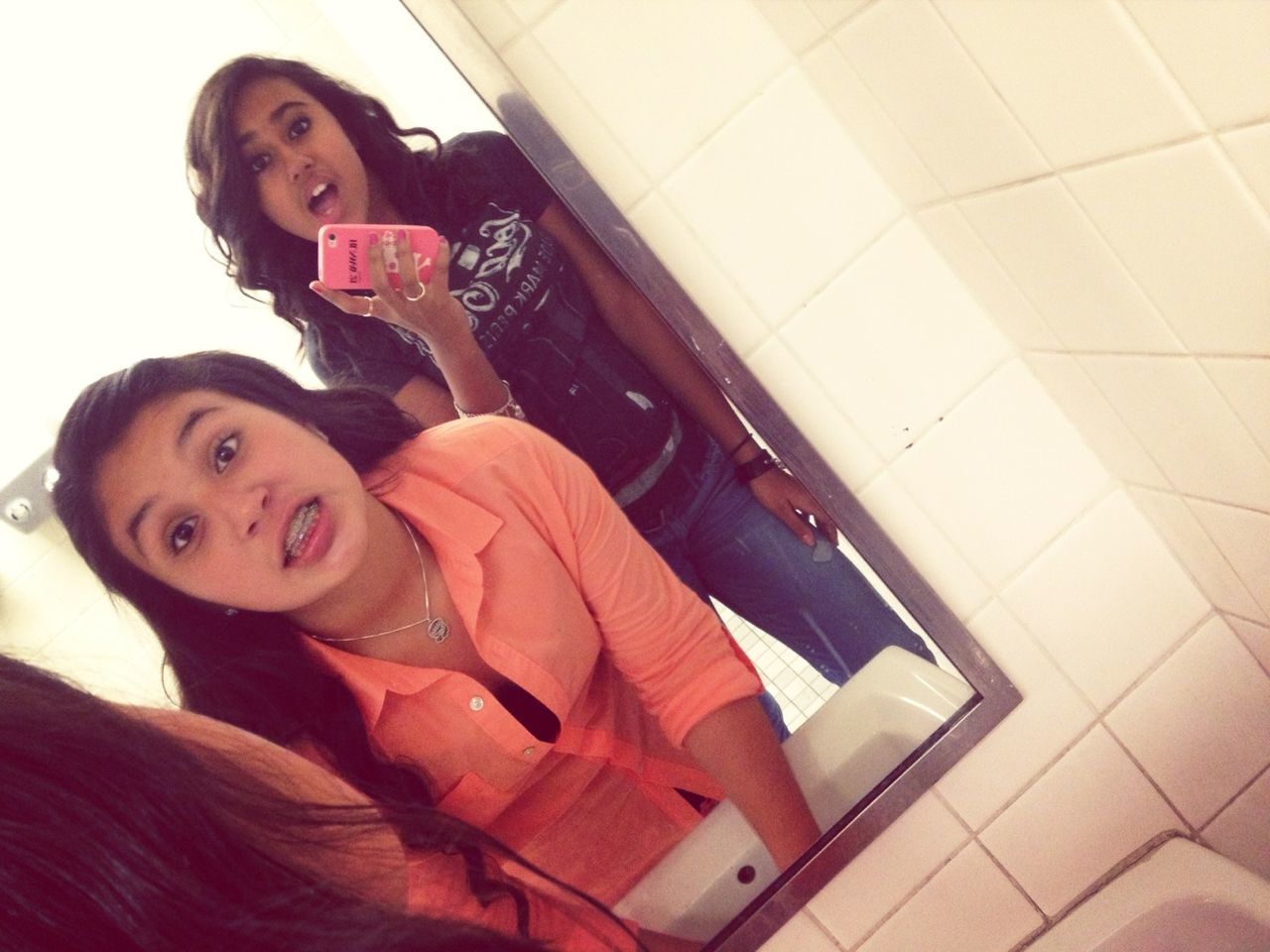 With my babiee in da restroom (: