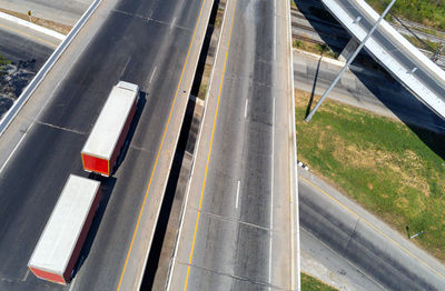 High angle view of car on road