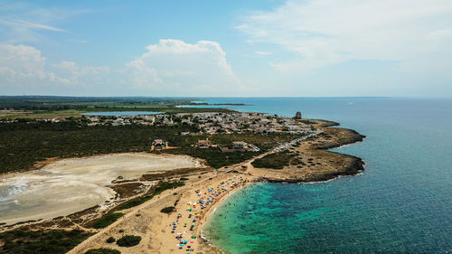 High angle view of beach against sky