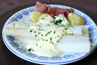 High angle view of meal served in plate