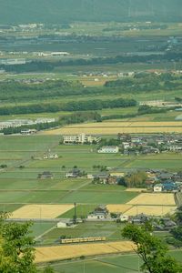 High angle view of townscape against sky