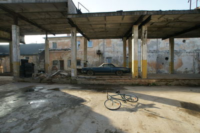 Car parked in old parking lot